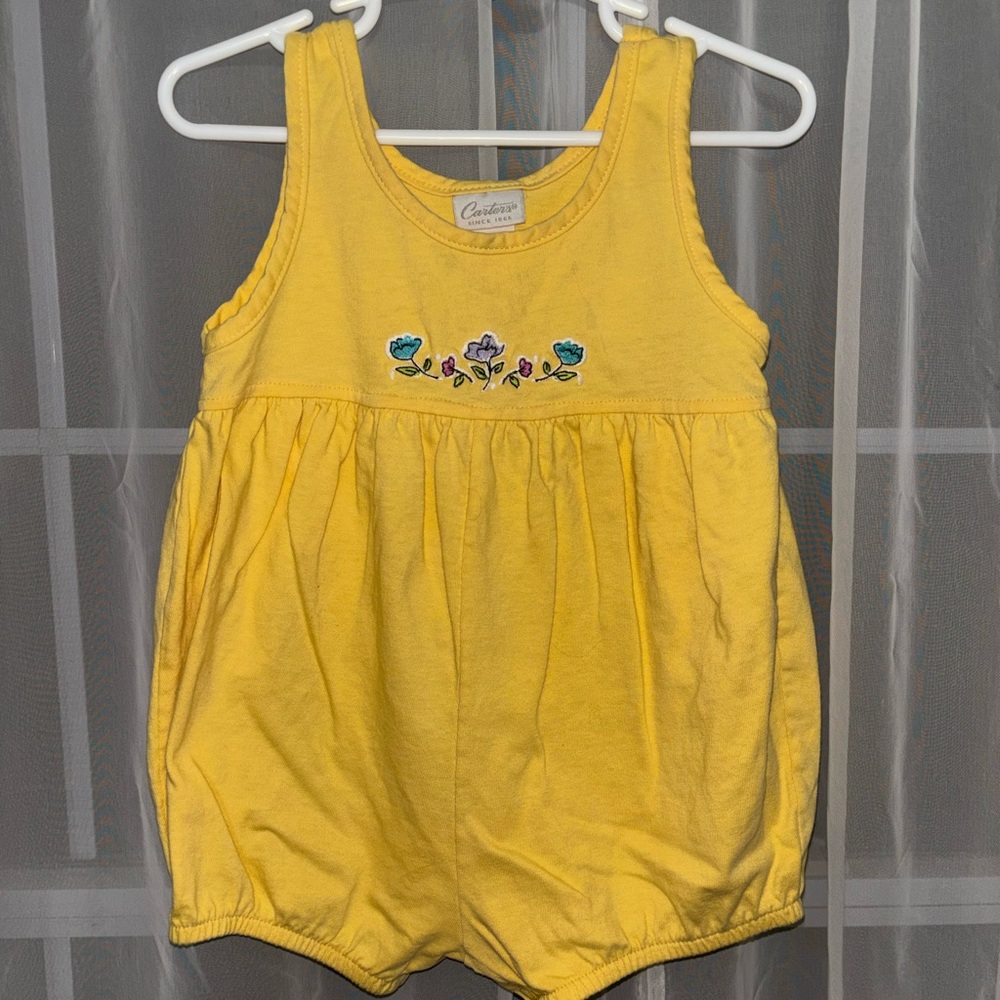 Vintage Carter's Yellow Sleeveless Floral Romper